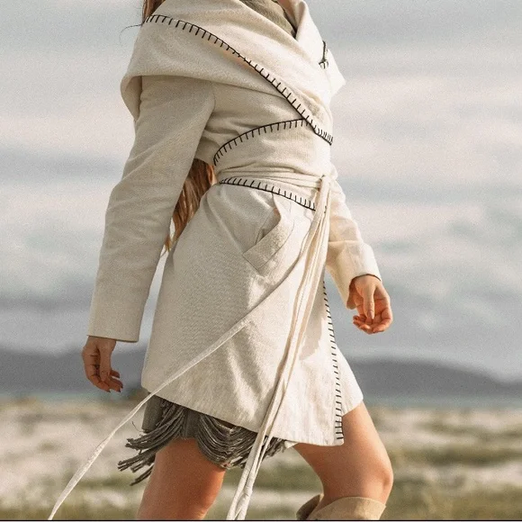 AYA SACRED WEAR belted hooded jacket - Picture 1 of 9